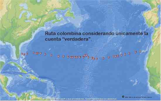 Ruta colombina considerando nicamente la cuenta verdadera