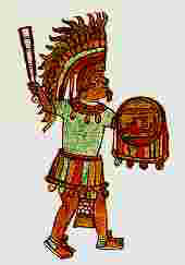 Guerrero azteca (Fuente: J.L. Rojas, Los aztecas, col. biblioteca iberoamericana, Anaya, Madrid, 1988, p. 36)