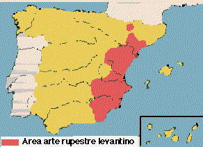 Distribución del arte ruprestre levantino